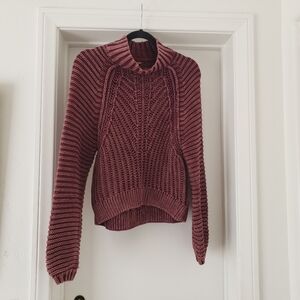 Free People Burgundy Crew Neck Sweater